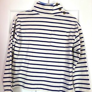 Vineyard Vines Navy Striped Mock Turtleneck